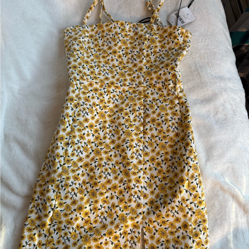 Forever 21 Yellow Floral Midi Dress